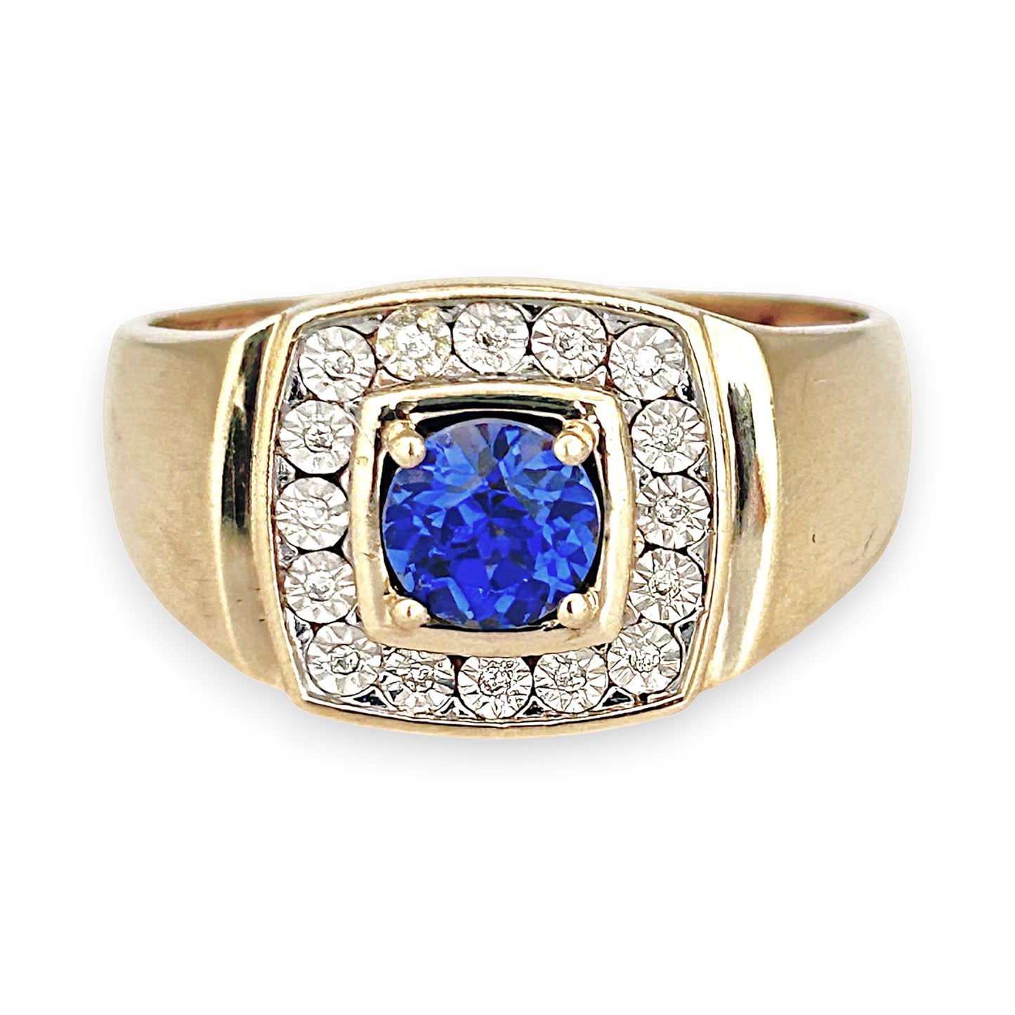 GOLD DEAL | 9ct (9K) Gold Blue Sapphire & Diamond Refurbished Ring Valuation $2,200