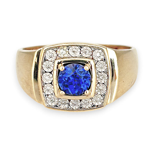 GOLD DEAL | 9ct (9K) Gold Blue Sapphire & Diamond Refurbished Ring Valuation $2,200
