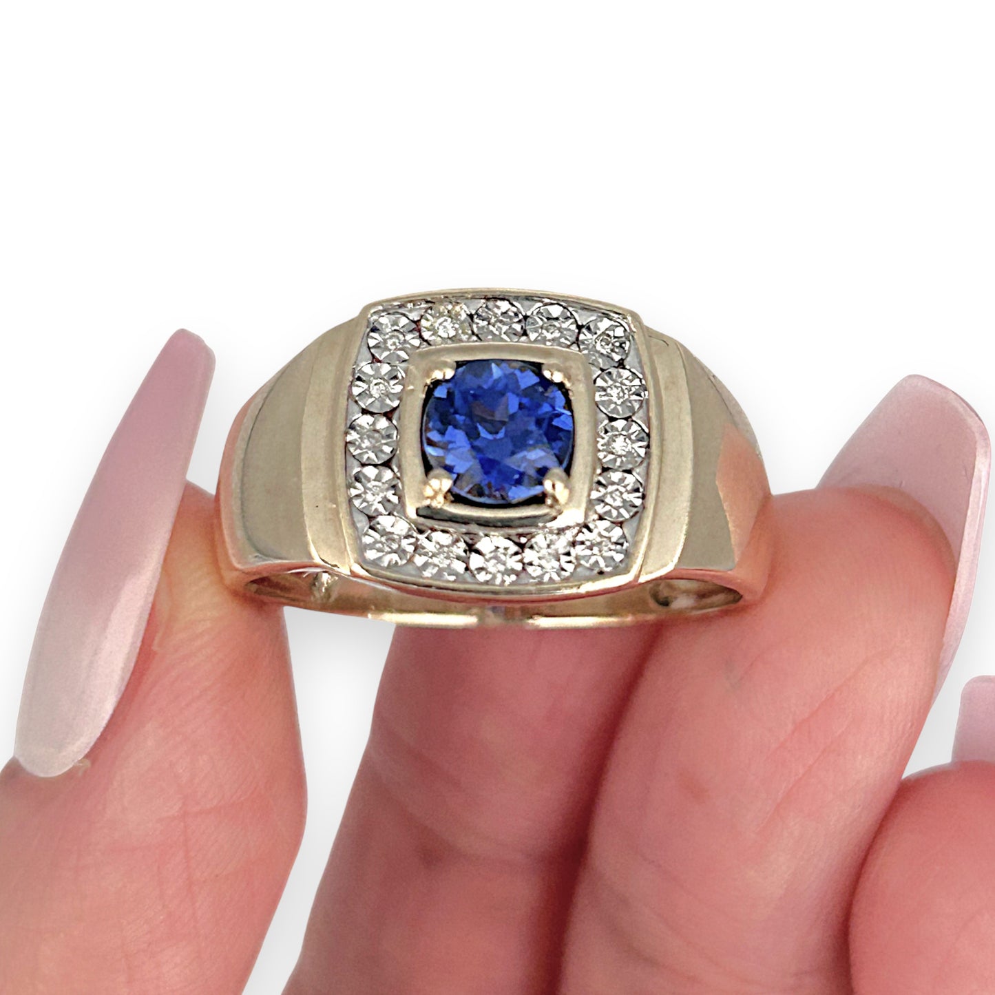 GOLD DEAL | 9ct (9K) Gold Blue Sapphire & Diamond Refurbished Ring Valuation $2,200
