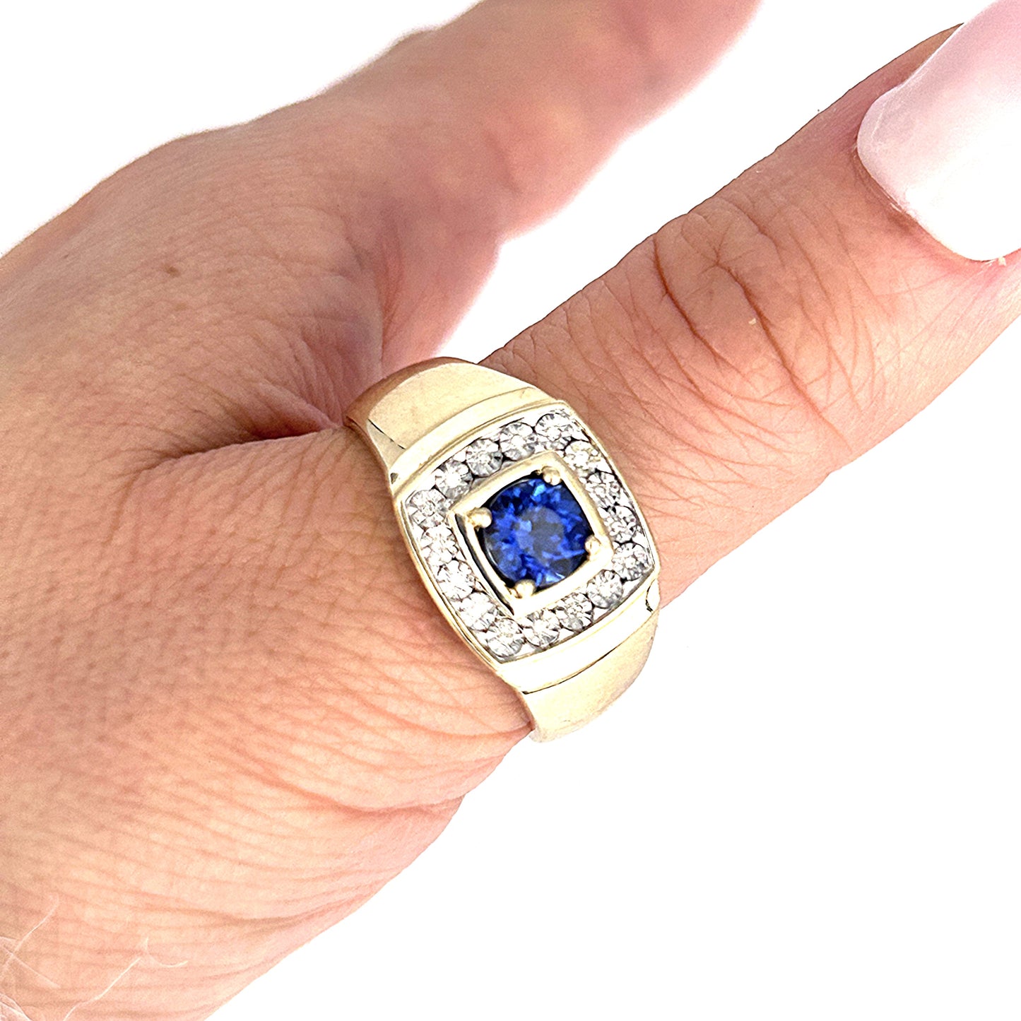 GOLD DEAL | 9ct (9K) Gold Blue Sapphire & Diamond Refurbished Ring Valuation $2,200