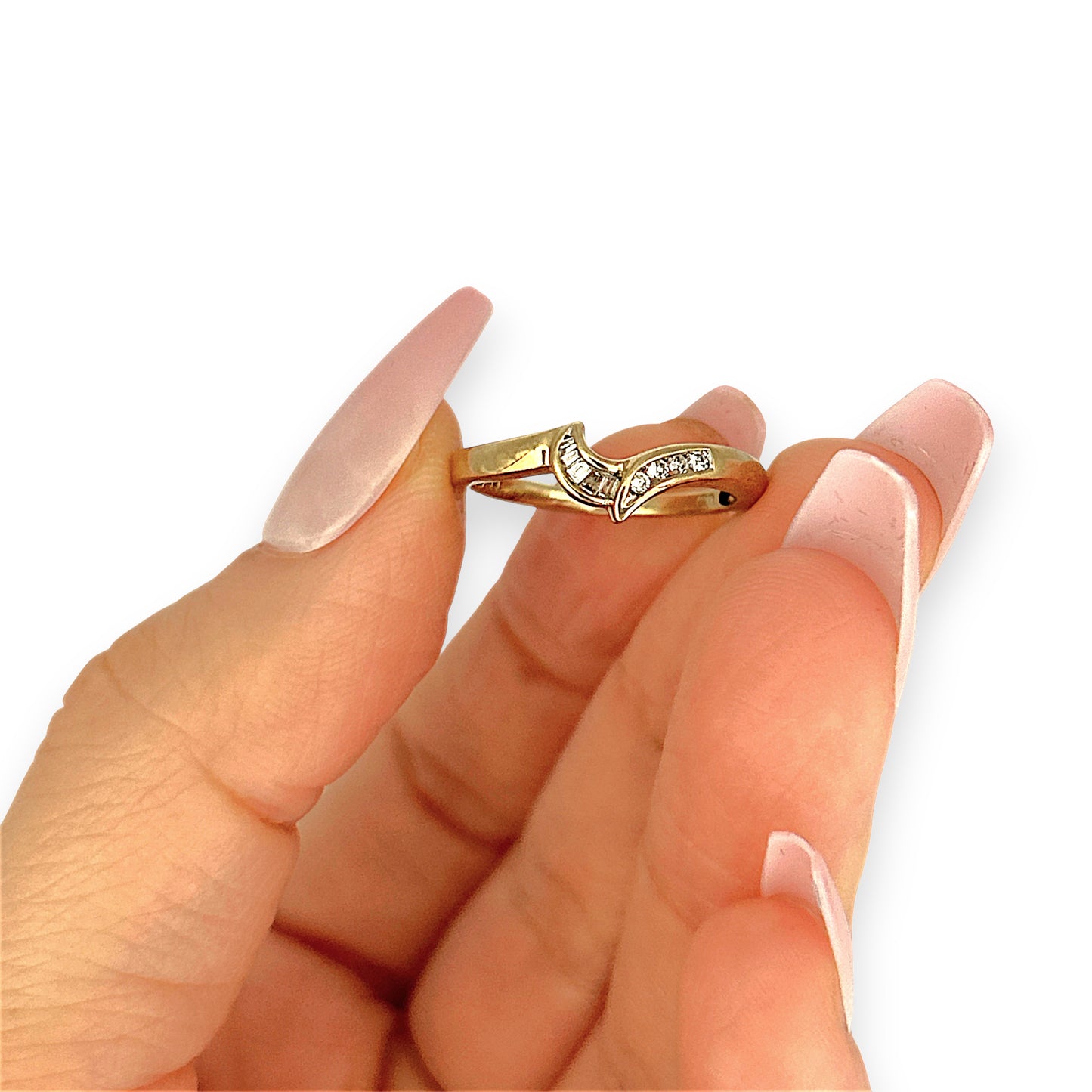 GOLD DEAL | 9ct (9K) Gold Asymmetrical Elegance with Round & Baguette Cuts Ring