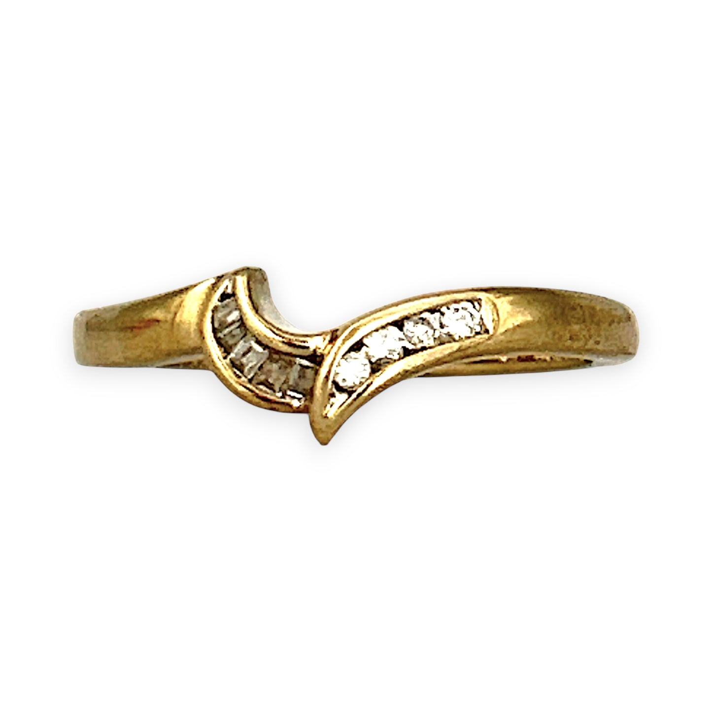 GOLD DEAL | 9ct (9K) Gold Asymmetrical Elegance with Round & Baguette Cuts Ring