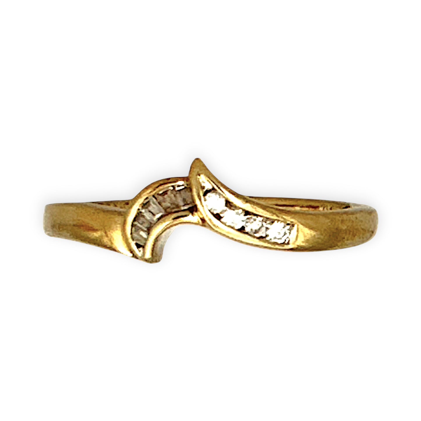 GOLD DEAL | 9ct (9K) Gold Asymmetrical Elegance with Round & Baguette Cuts Ring
