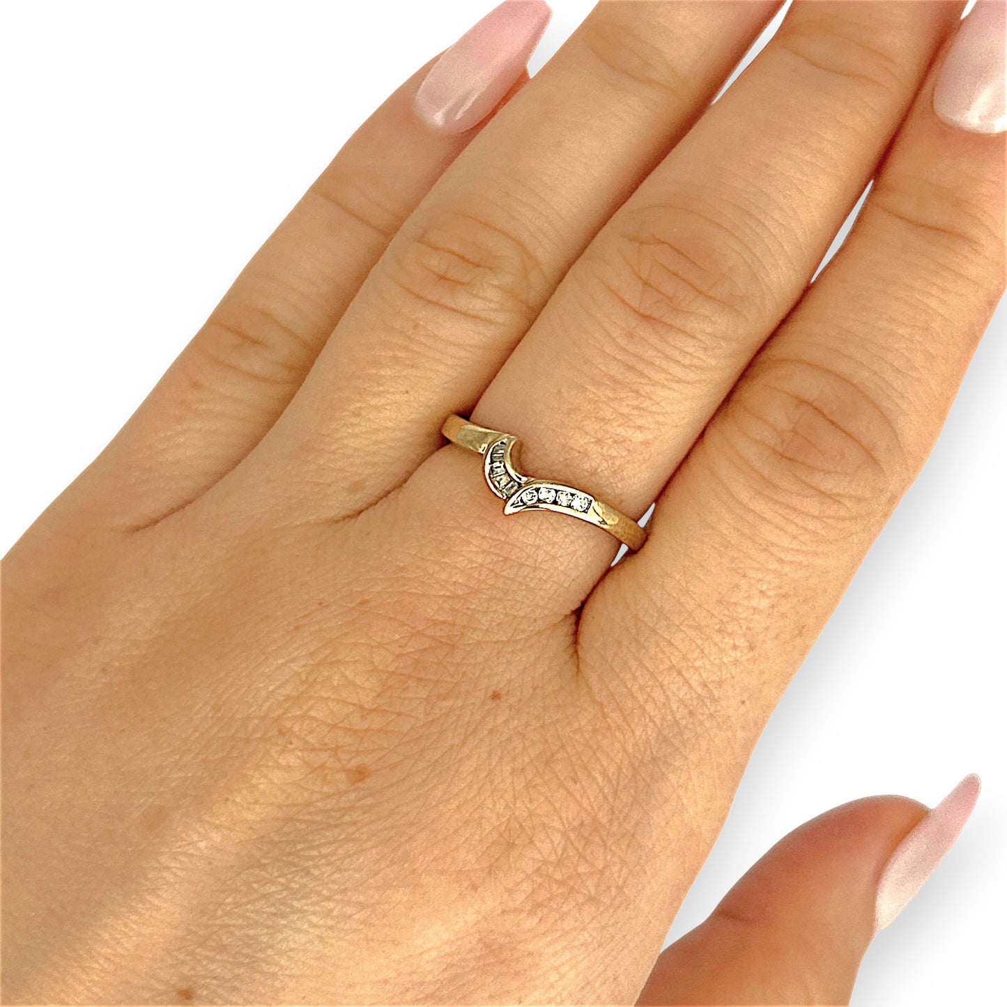 GOLD DEAL | 9ct (9K) Gold Asymmetrical Elegance with Round & Baguette Cuts Ring