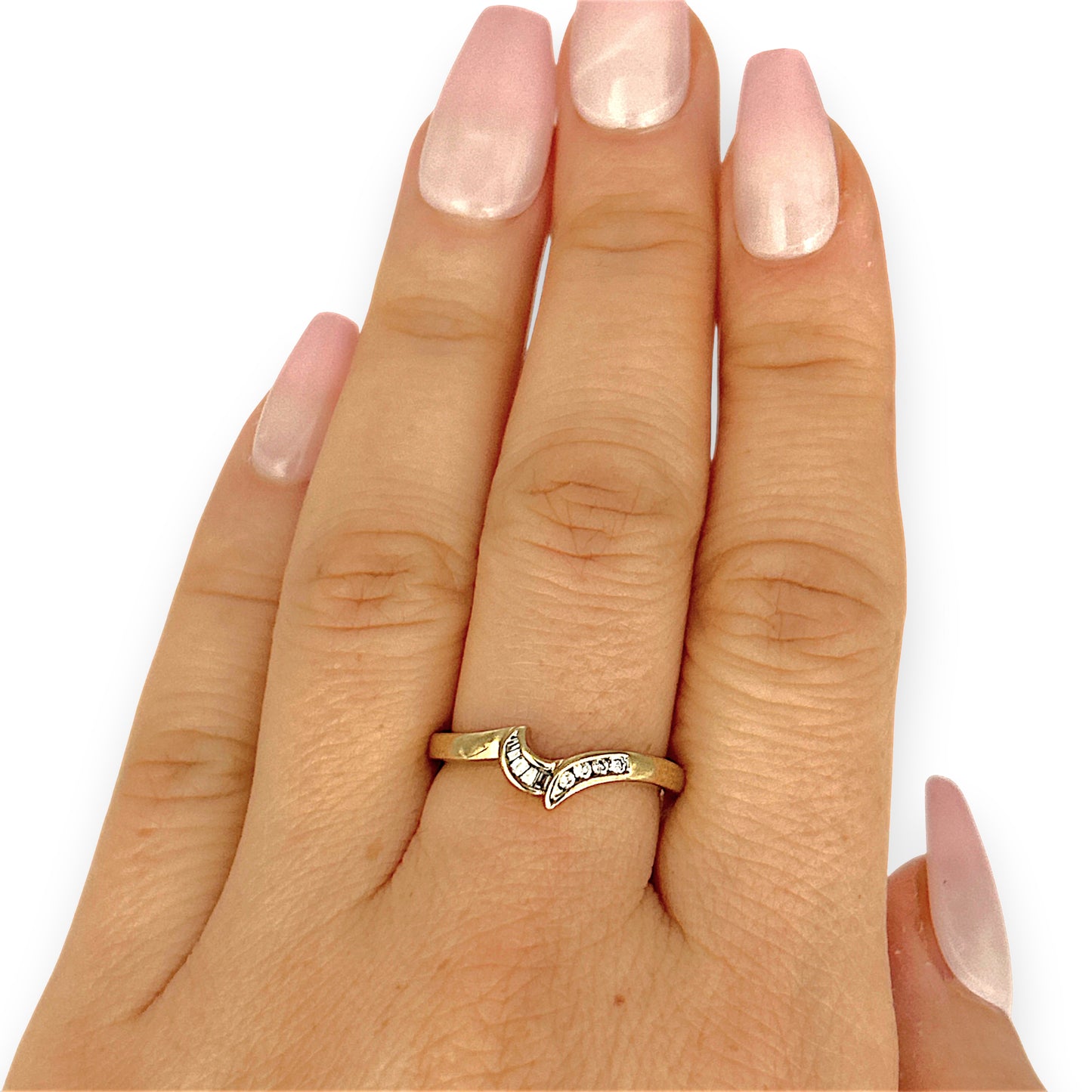 GOLD DEAL | 9ct (9K) Gold Asymmetrical Elegance with Round & Baguette Cuts Ring