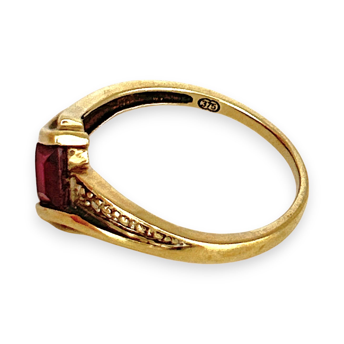 GOLD DEAL | 9ct (9K) Gold Pricess Cut Ruby & Diamond Ring