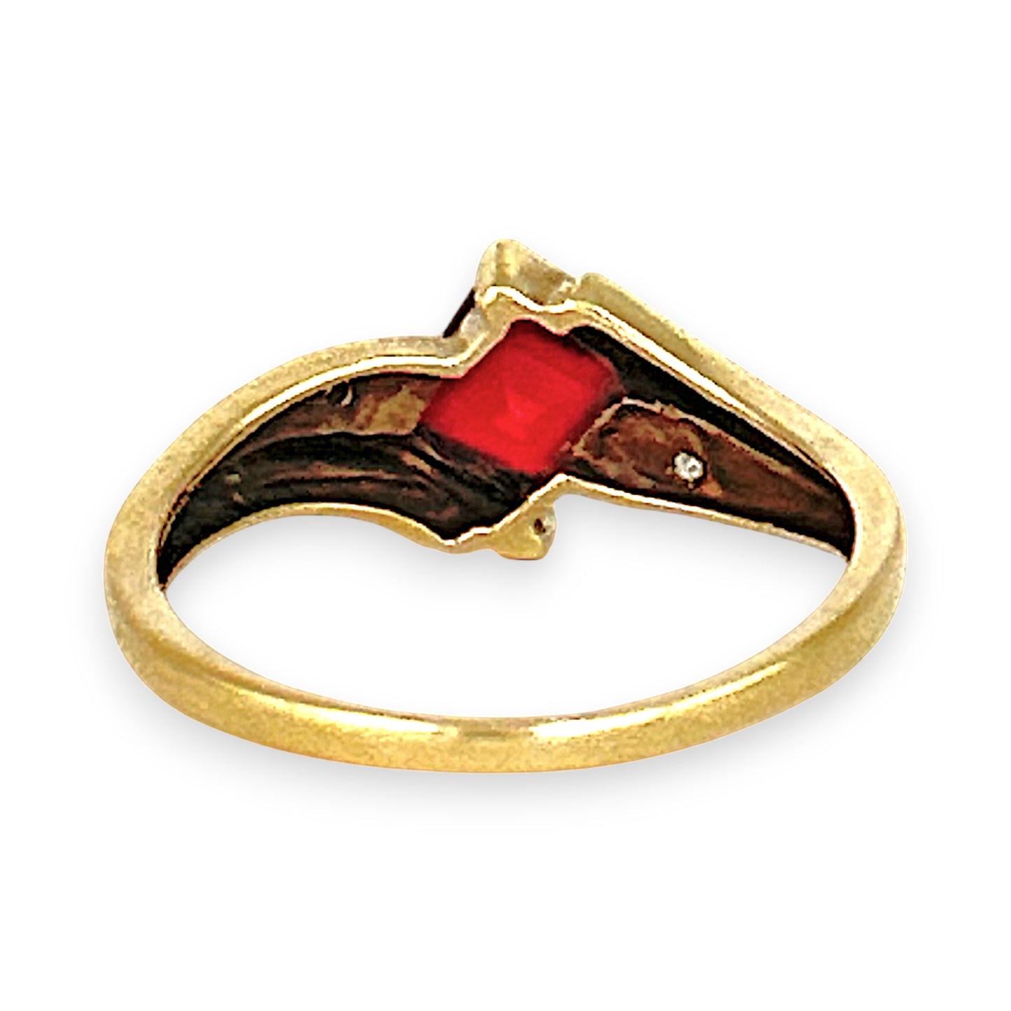 GOLD DEAL | 9ct (9K) Gold Pricess Cut Ruby & Diamond Ring