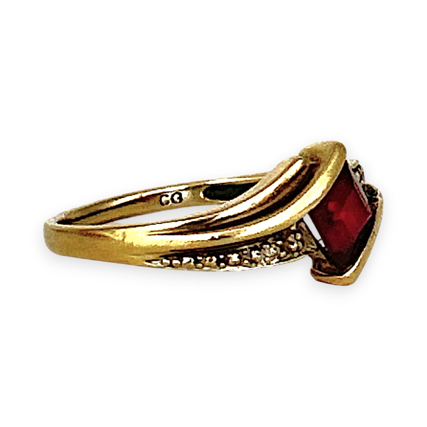 GOLD DEAL | 9ct (9K) Gold Pricess Cut Ruby & Diamond Ring