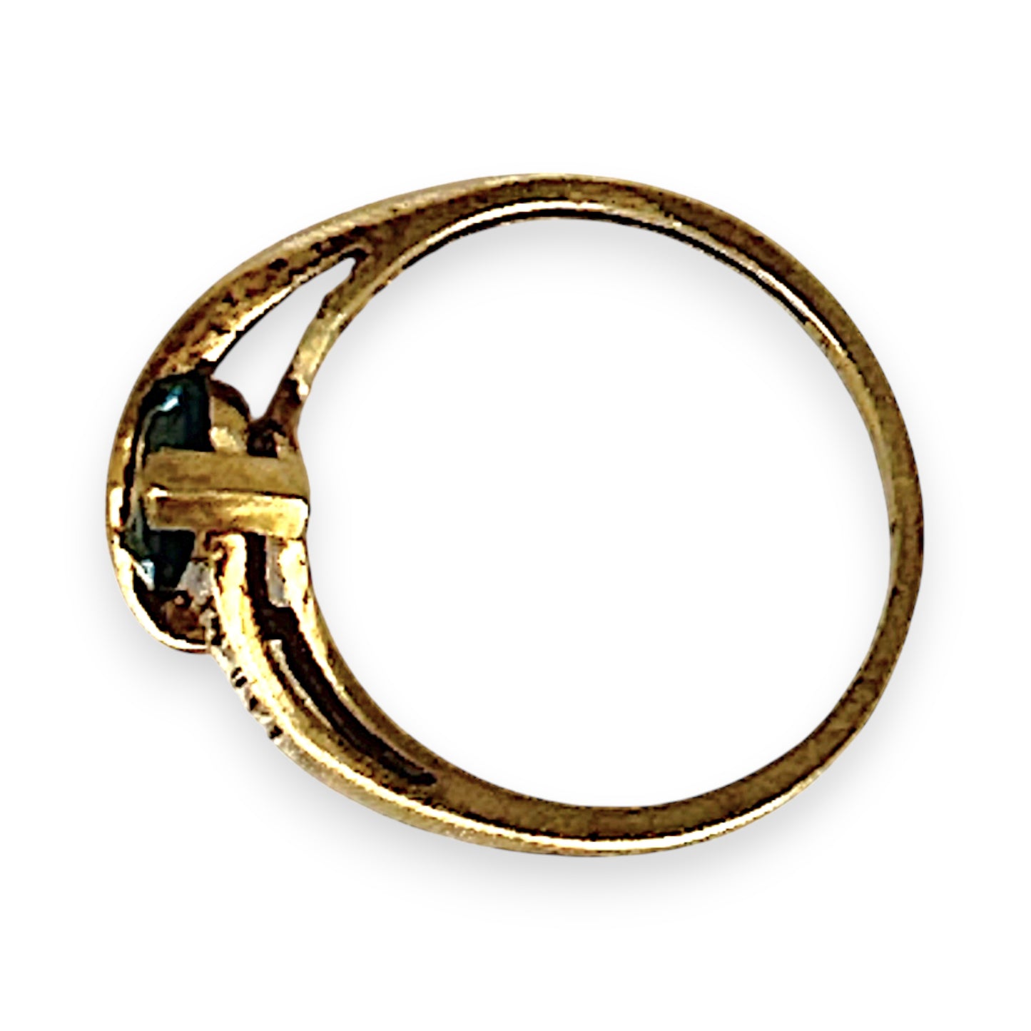GOLD DEAL | 9ct (9K) Gold Triangular Cut Sparkle Blue Topaz & Diamond Ring