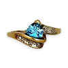 GOLD DEAL | 9ct (9K) Gold Triangular Cut Sparkle Blue Topaz & Diamond Ring