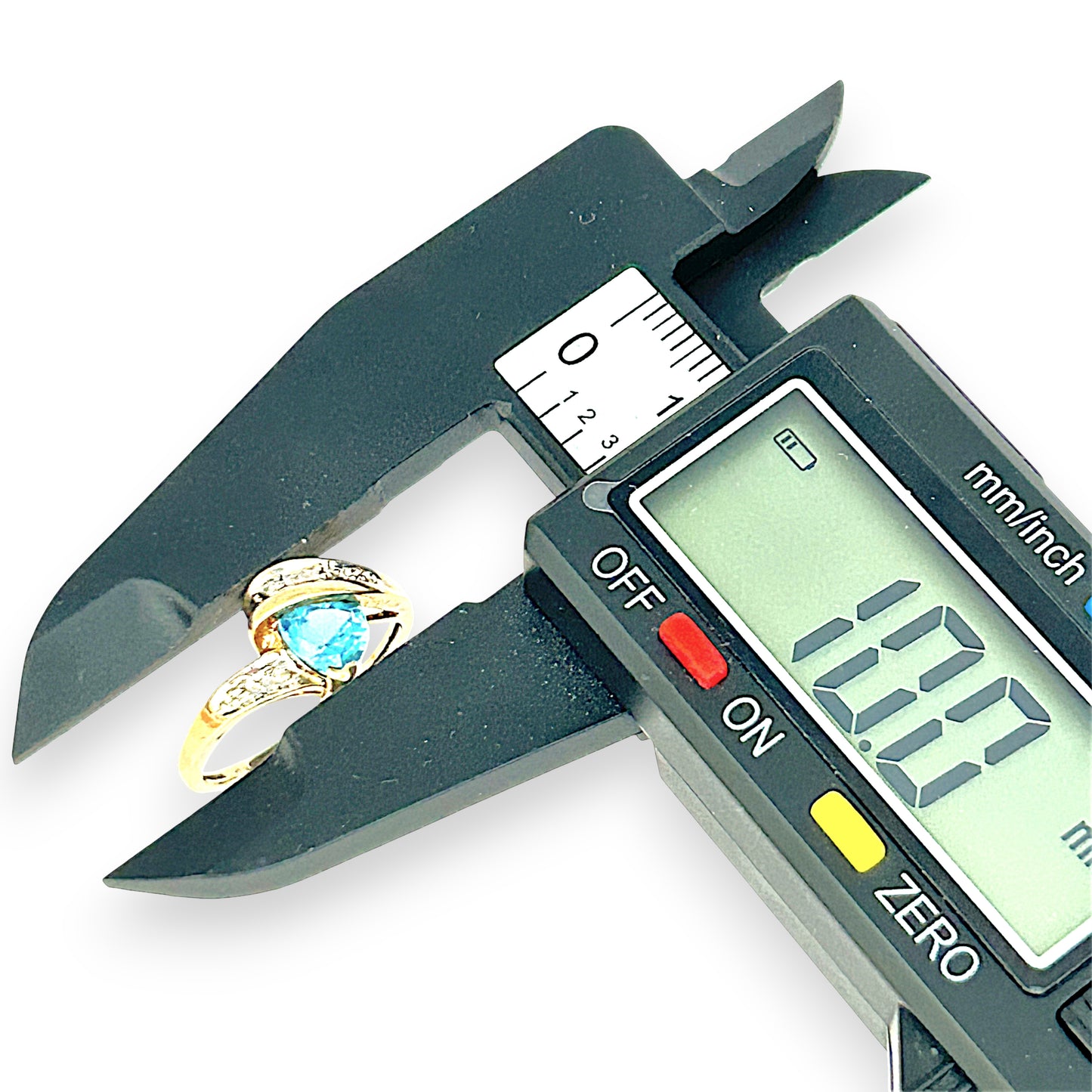 GOLD DEAL | 9ct (9K) Gold Triangular Cut Sparkle Blue Topaz & Diamond Ring