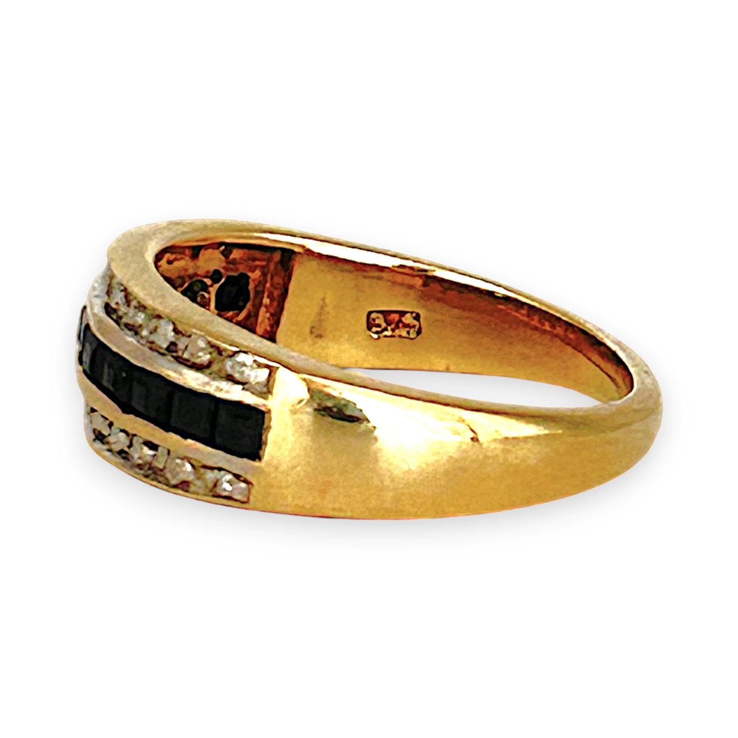 GOLD DEAL | 9ct (9K) Gold Triple Row Channel-Set Sapphire & Diamond Ring