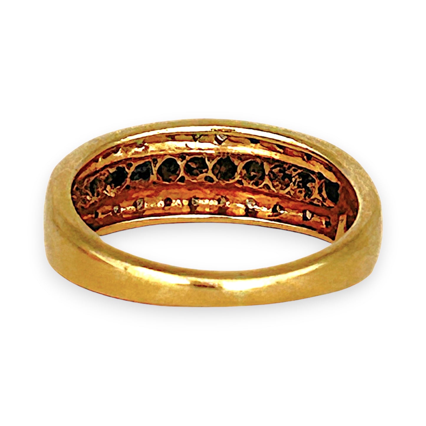 GOLD DEAL | 9ct (9K) Gold Triple Row Channel-Set Sapphire & Diamond Ring