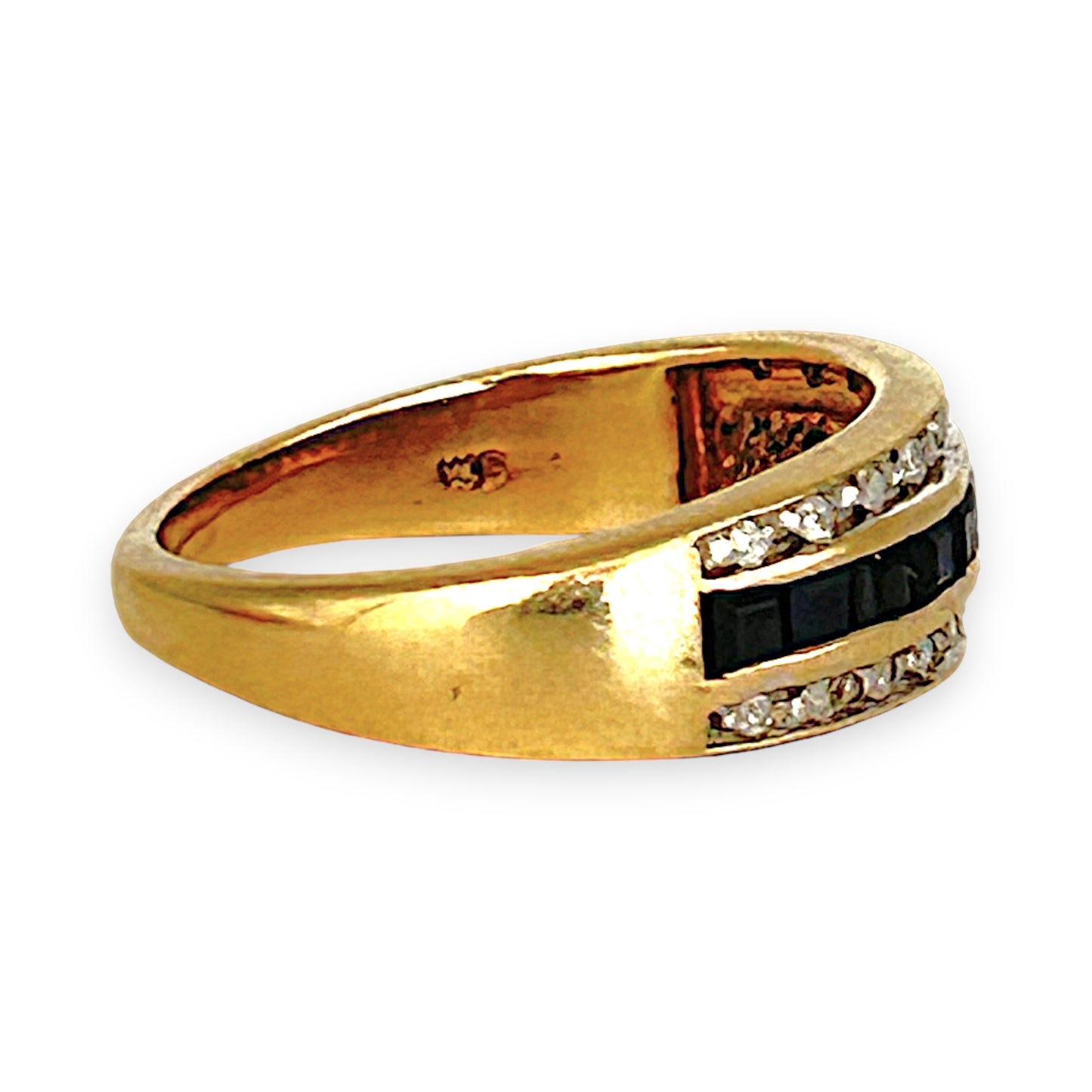 GOLD DEAL | 9ct (9K) Gold Triple Row Channel-Set Sapphire & Diamond Ring