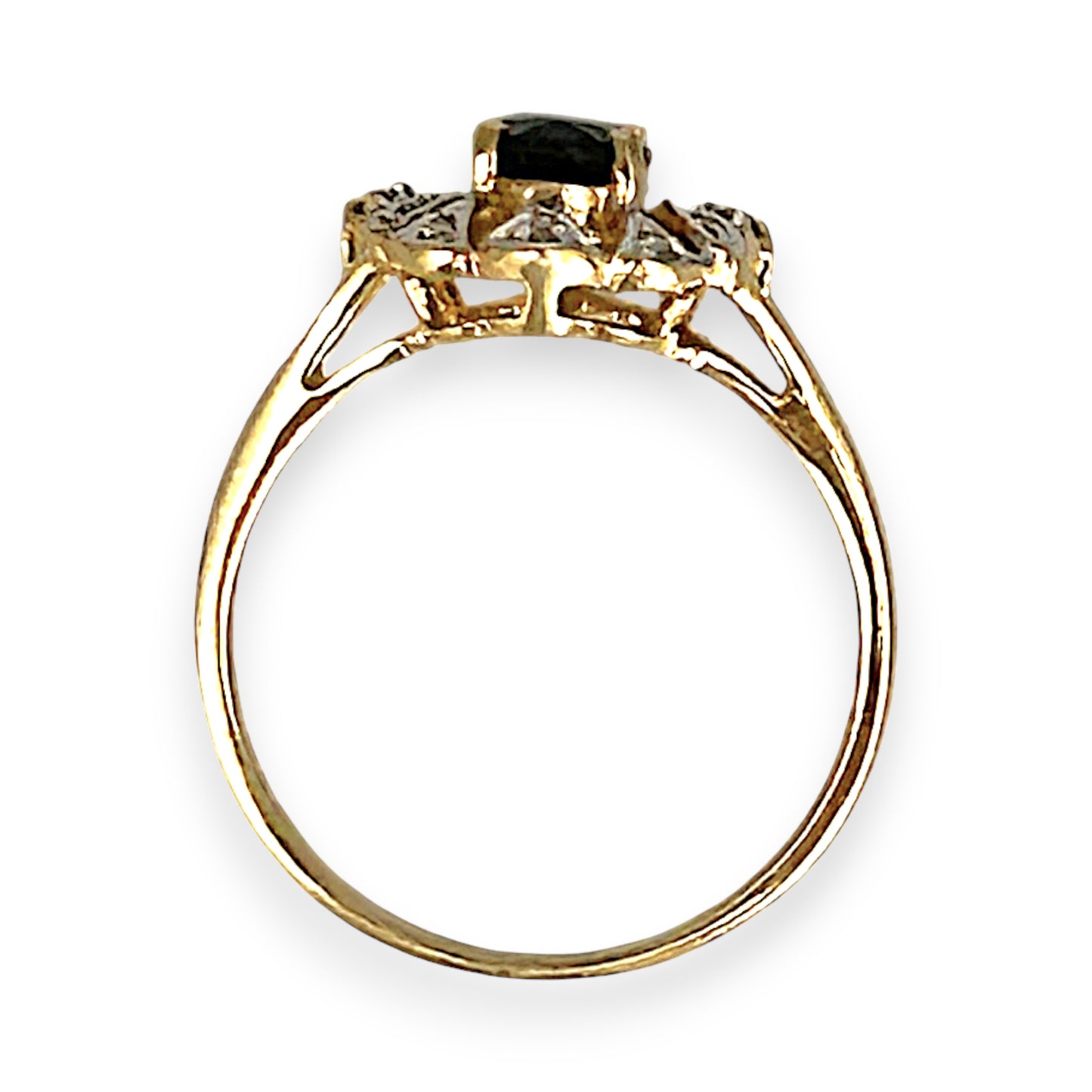 GOLD DEAL | 9ct (9K) Gold Vintage-Inspired, Black Onyx & Diamond Refurbished Ring