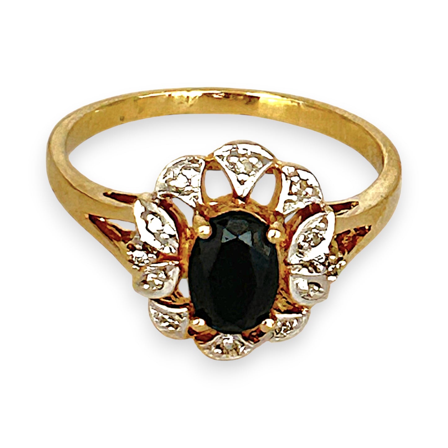 GOLD DEAL | 9ct (9K) Gold Vintage-Inspired, Black Onyx & Diamond Refurbished Ring
