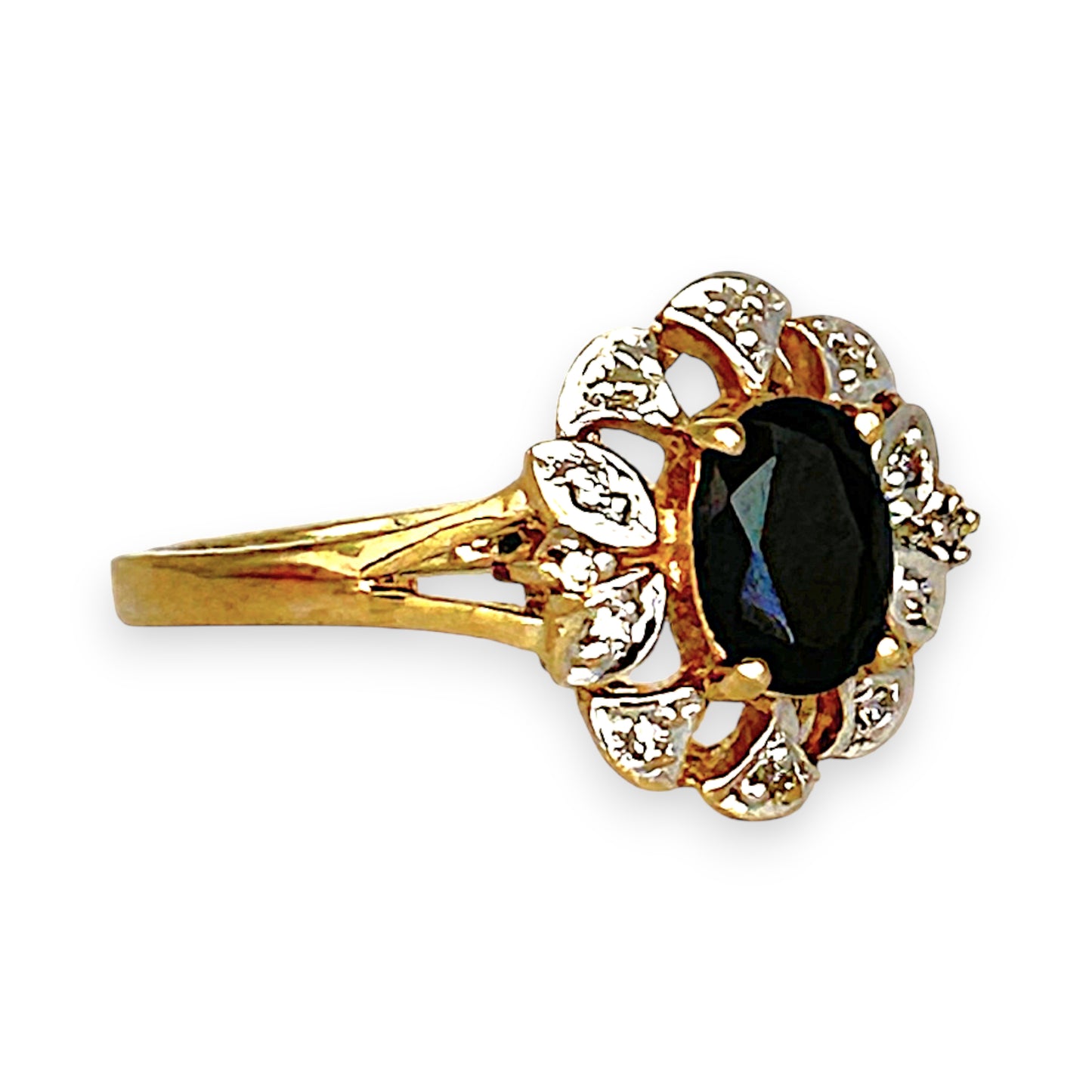 GOLD DEAL | 9ct (9K) Gold Vintage-Inspired, Black Onyx & Diamond Refurbished Ring