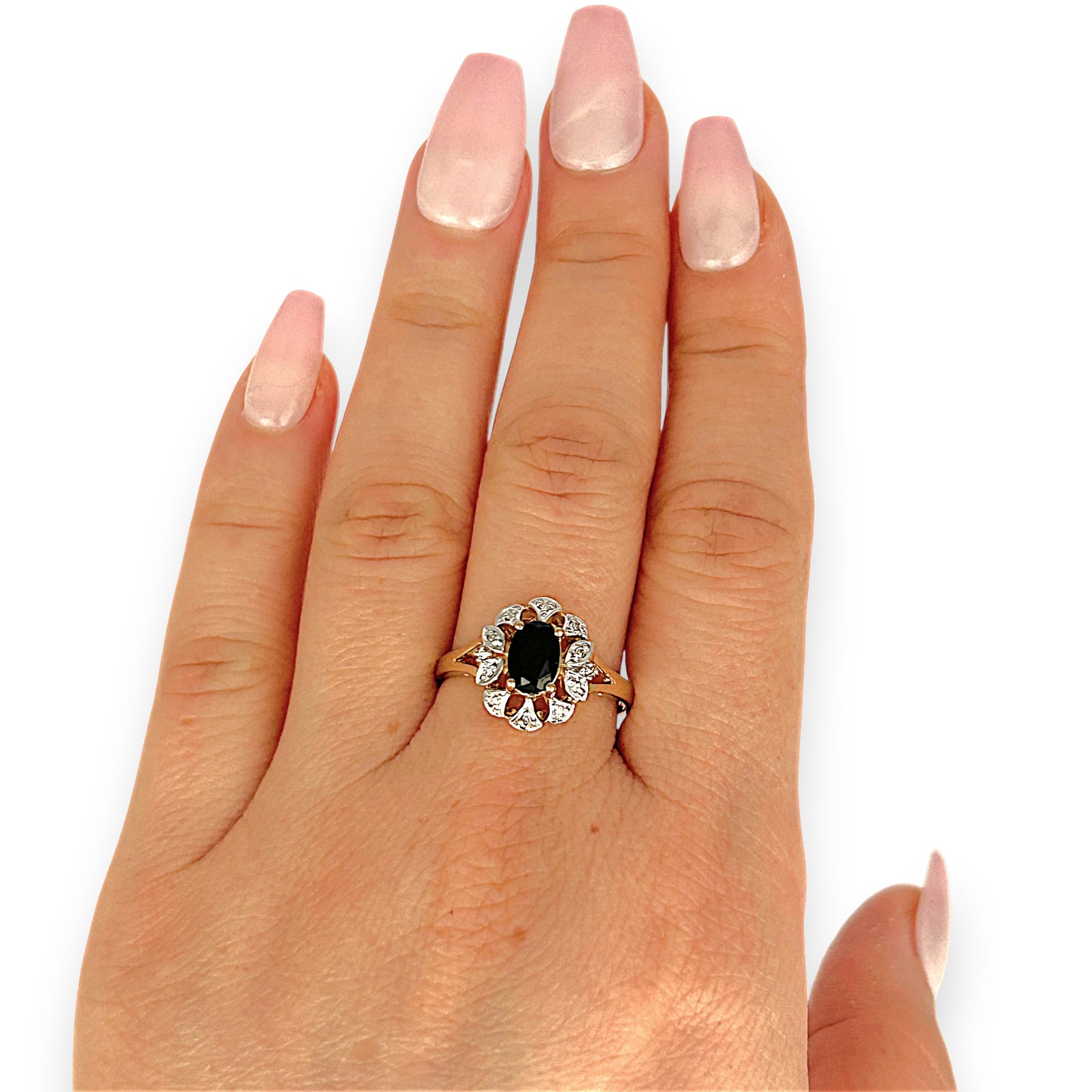 GOLD DEAL | 9ct (9K) Gold Vintage-Inspired, Black Onyx & Diamond Refurbished Ring