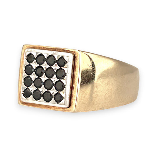 XMAS DEAL | 18kt Gold Black Stones Dress Ring Valuation $2,850