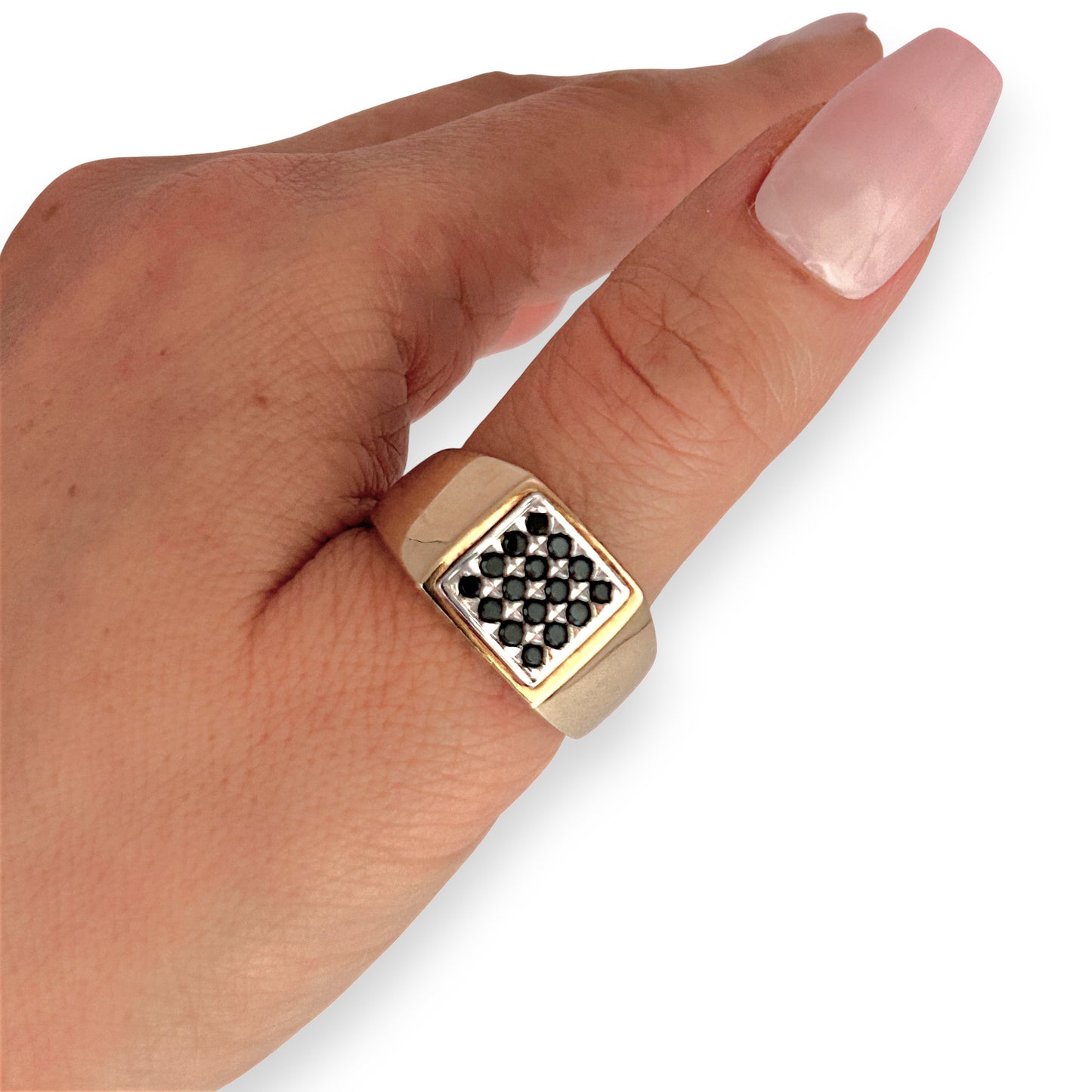 GOLD DEAL | FLASH SALE 9ct (9K) Gold Black Stones Dress Ring Valuation $2,850