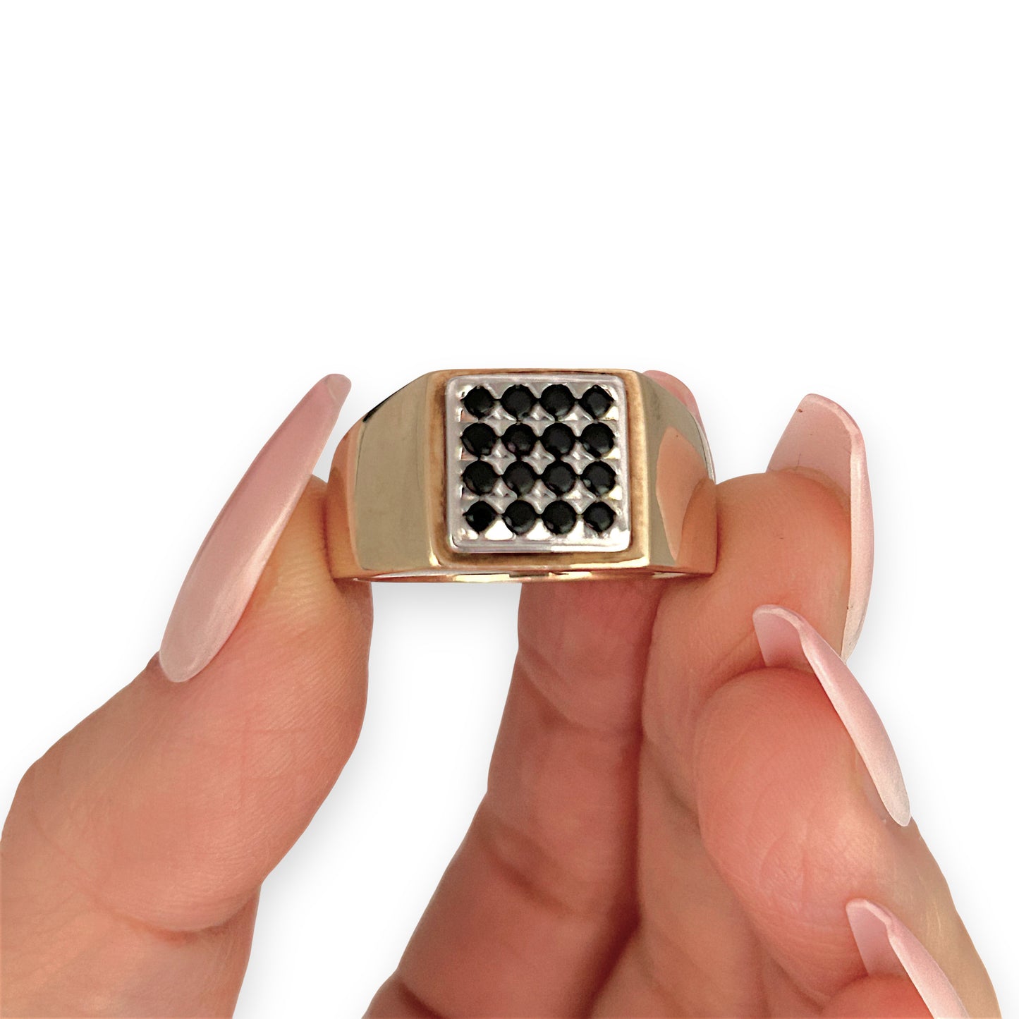 GOLD DEAL | FLASH SALE 9ct (9K) Gold Black Stones Dress Ring Valuation $2,850