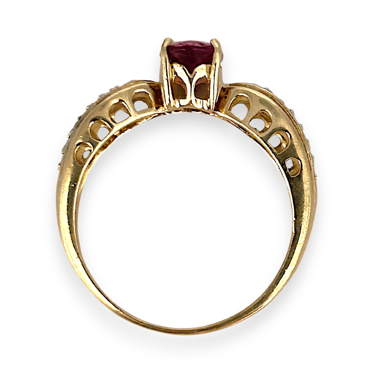 GOLD DEAL | 9ct (9K) Gold Pink Tourmaline & Diamond Dress Refurbished Ring Valuation $1,625