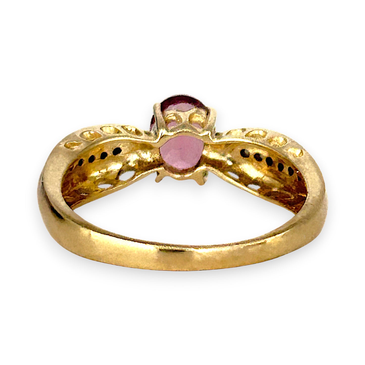 GOLD DEAL | 9ct (9K) Gold Pink Tourmaline & Diamond Dress Refurbished Ring Valuation $1,625