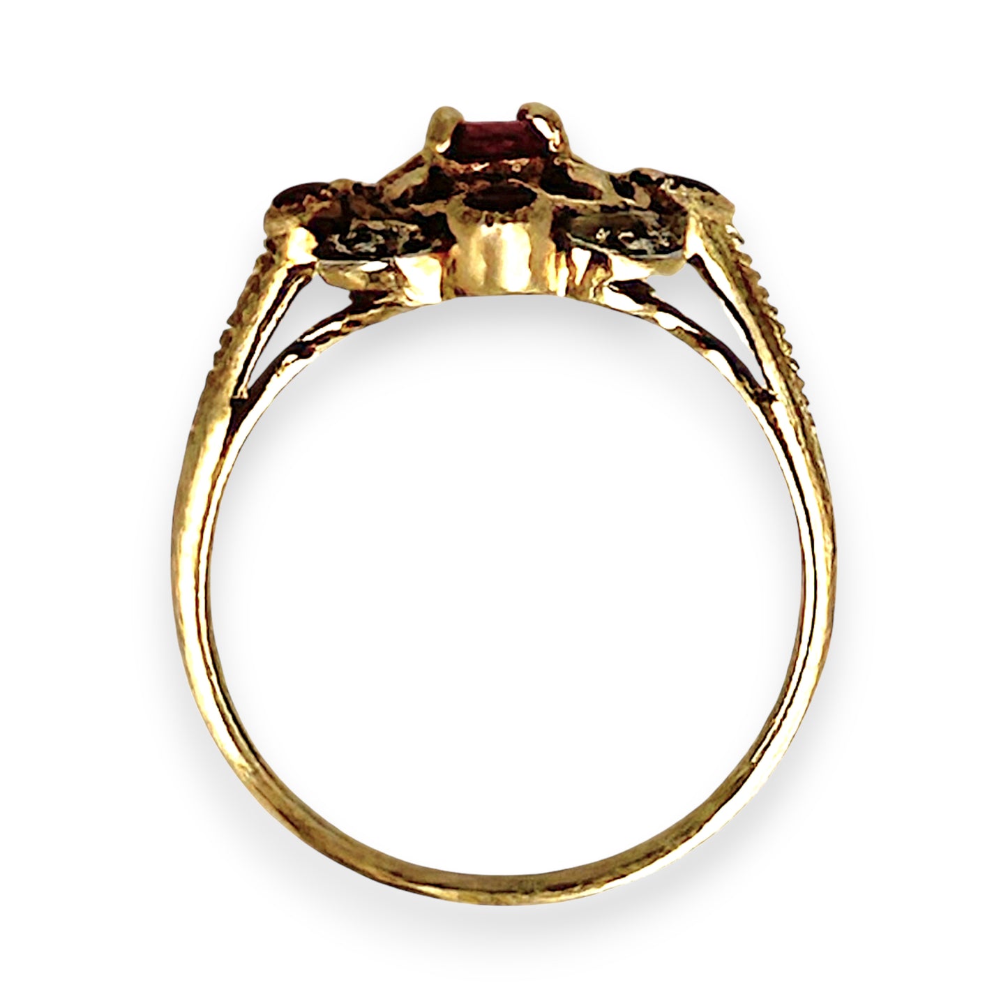 GOLD DEAL | 9ct Gold Ruby & Diamond-Kissed Filigre Ring