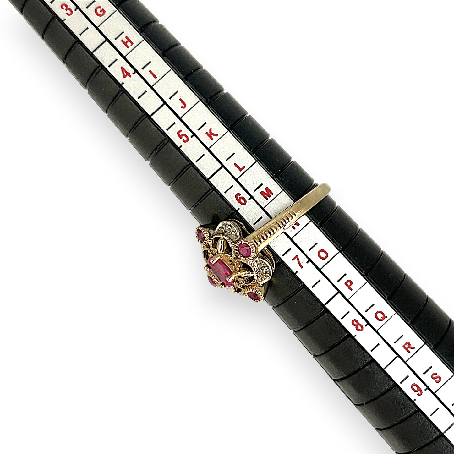 GOLD DEAL | 9ct Gold Ruby & Diamond-Kissed Filigre Ring