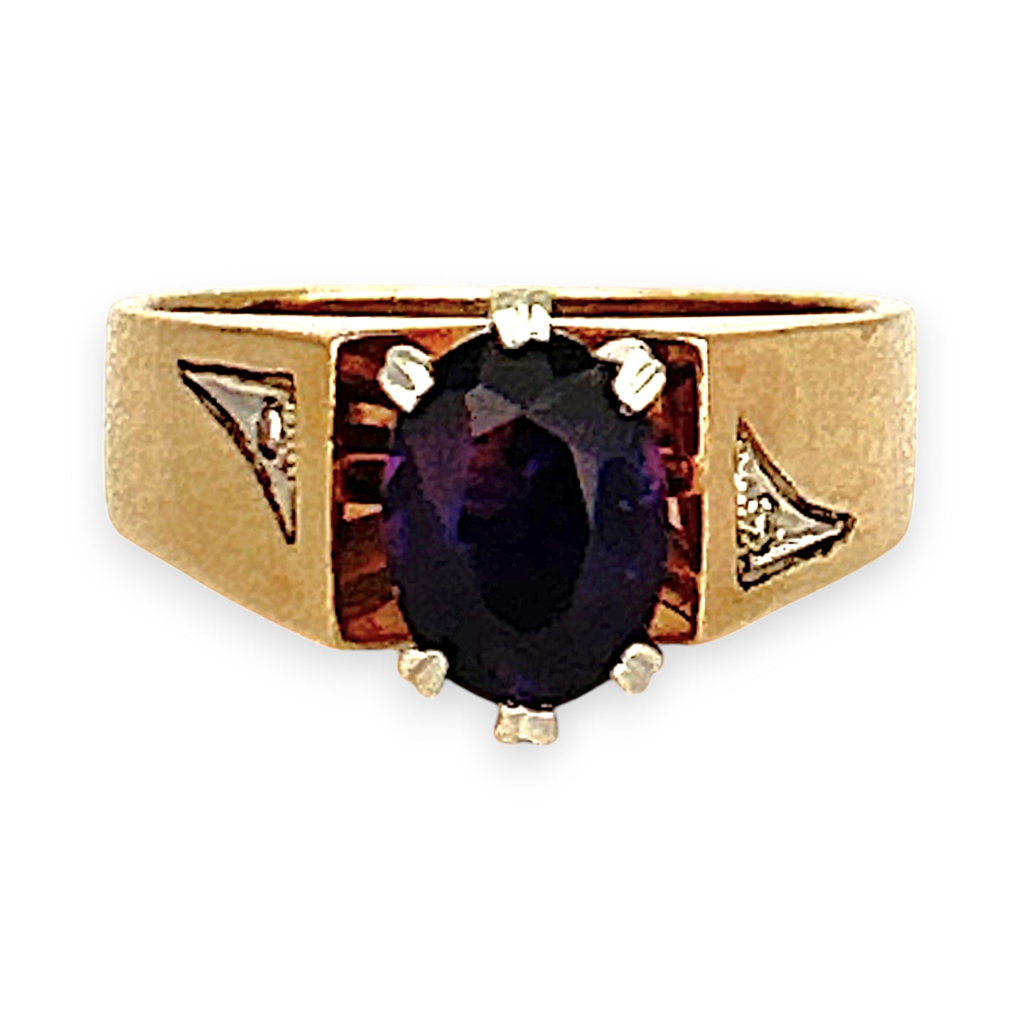 GOLD DEAL | 9ct Gold Vintage-Inspired Graceful Amethyst & Diamond Ring