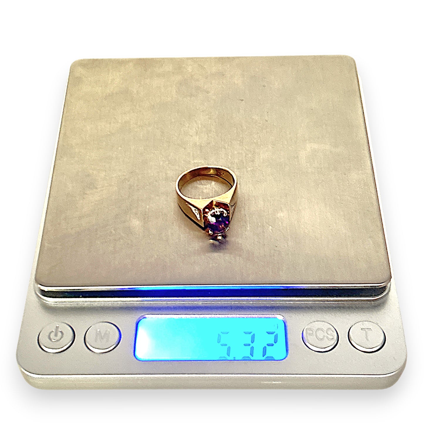 GOLD DEAL | 9ct Gold Vintage-Inspired Graceful Amethyst & Diamond Ring