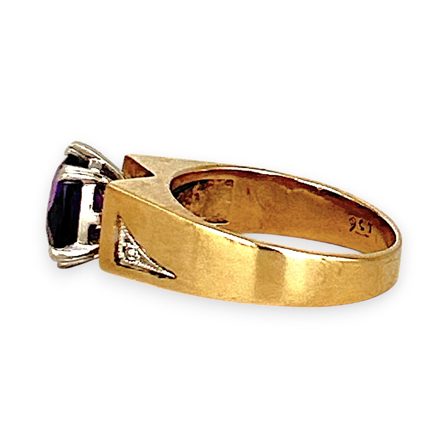 GOLD DEAL | 9ct Gold Vintage-Inspired Graceful Amethyst & Diamond Ring