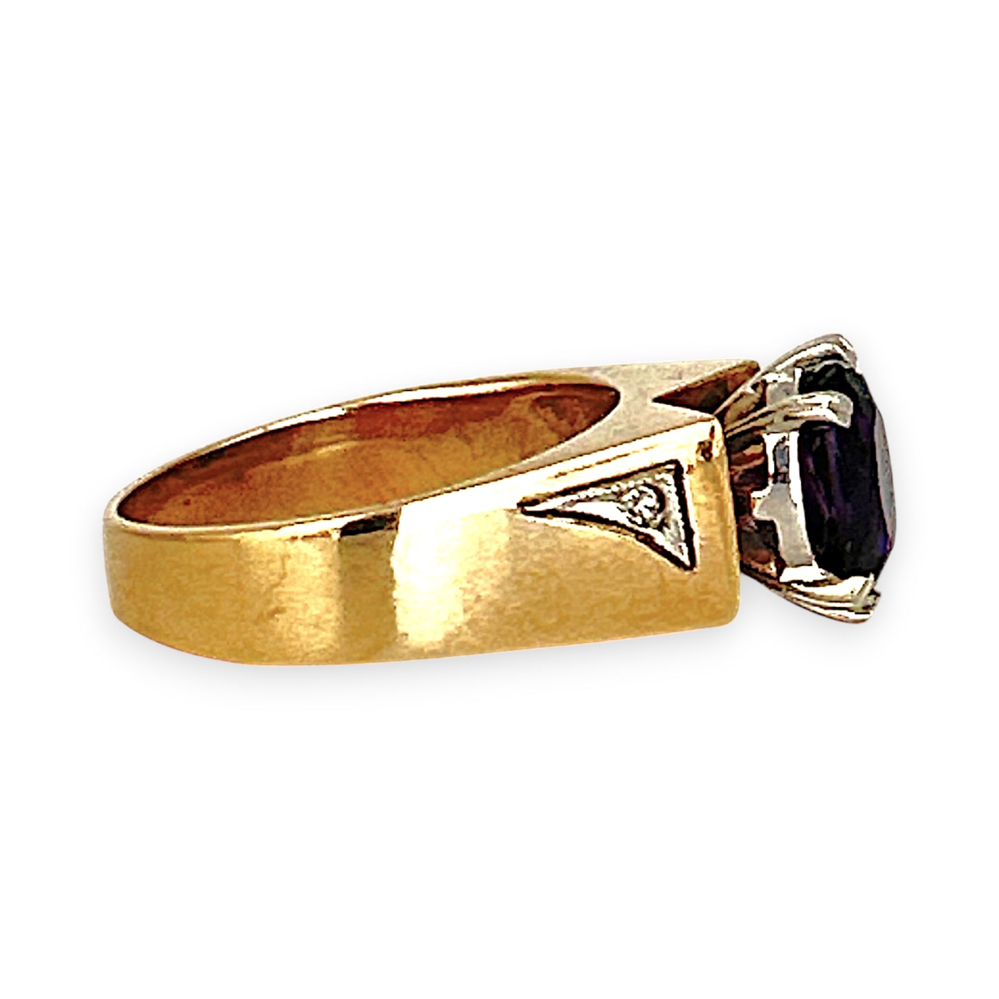 GOLD DEAL | 9ct Gold Vintage-Inspired Graceful Amethyst & Diamond Ring