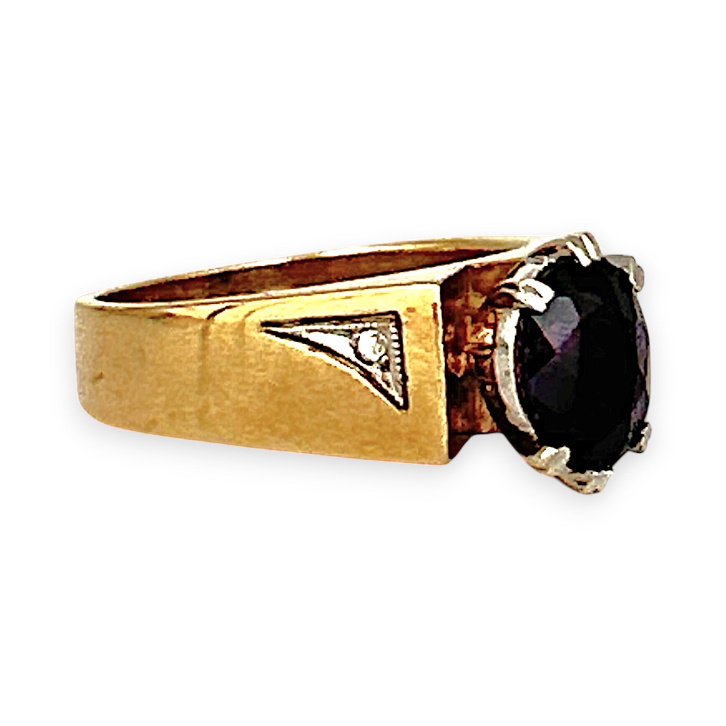 GOLD DEAL | 9ct Gold Vintage-Inspired Graceful Amethyst & Diamond Ring