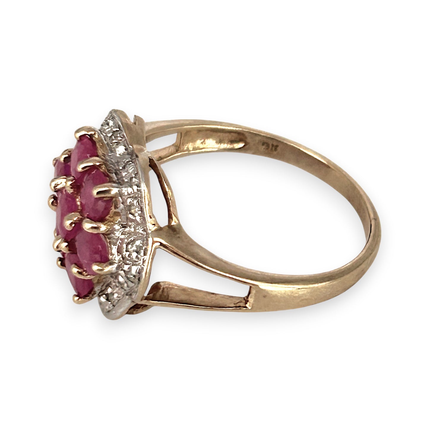GOLD DEAL | FLASH SALE 9ct (9K) Gold Ruby & Diamond Cluster Lavish Ring Valuation $1,625