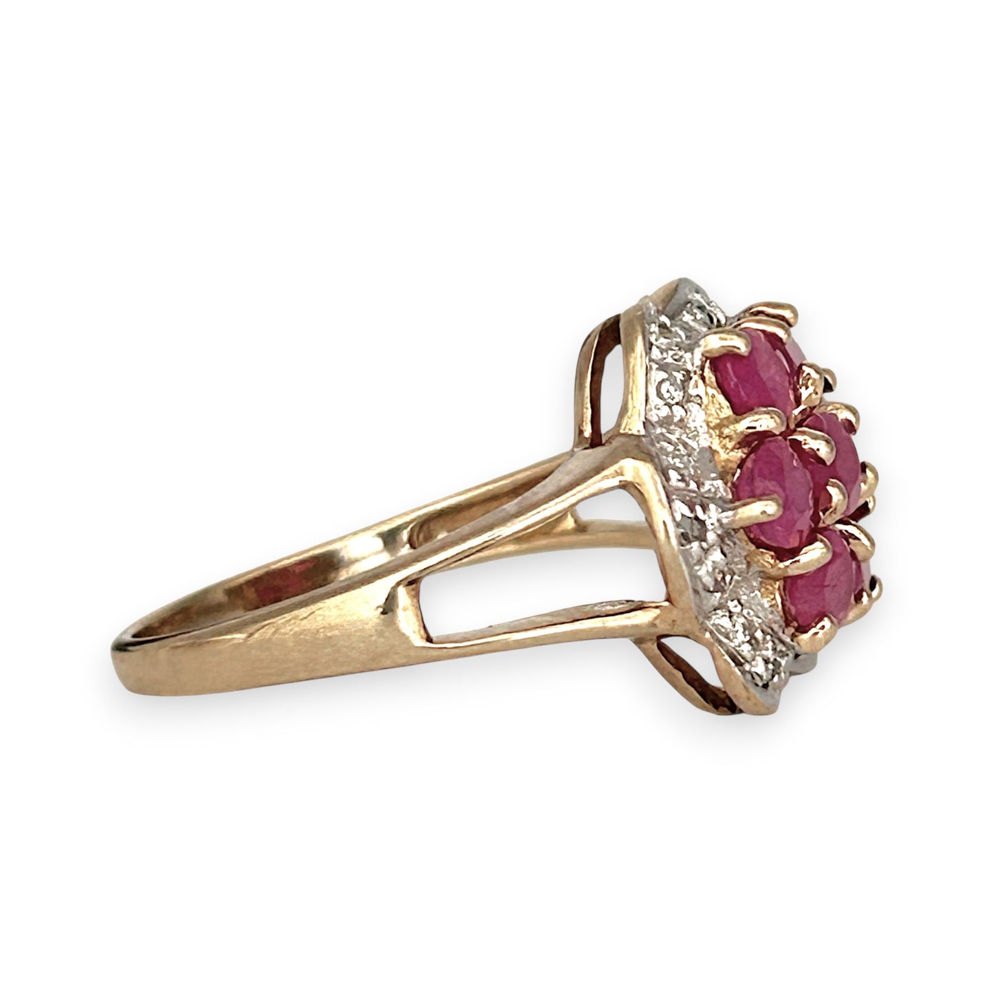 GOLD DEAL | FLASH SALE 9ct (9K) Gold Ruby & Diamond Cluster Lavish Ring Valuation $1,625