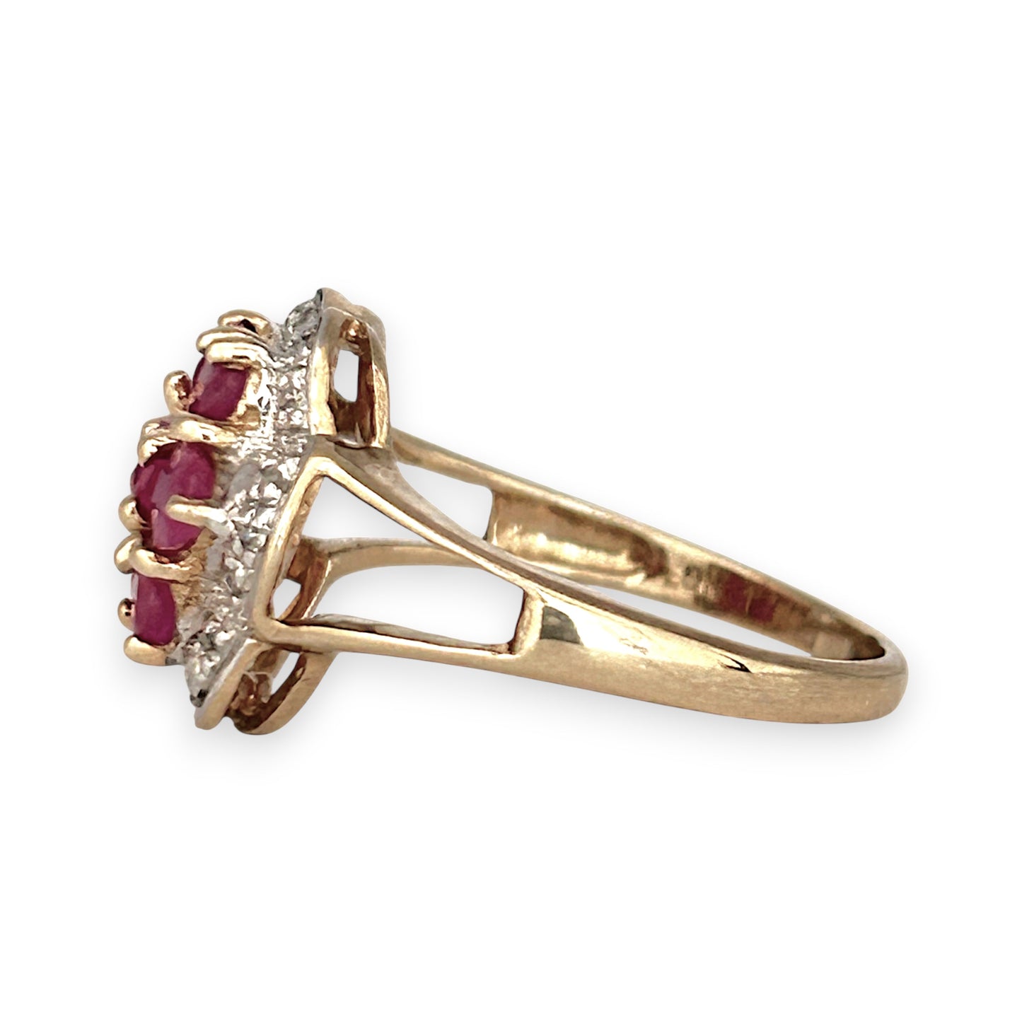 GOLD DEAL | FLASH SALE 9ct (9K) Gold Ruby & Diamond Cluster Lavish Ring Valuation $1,625
