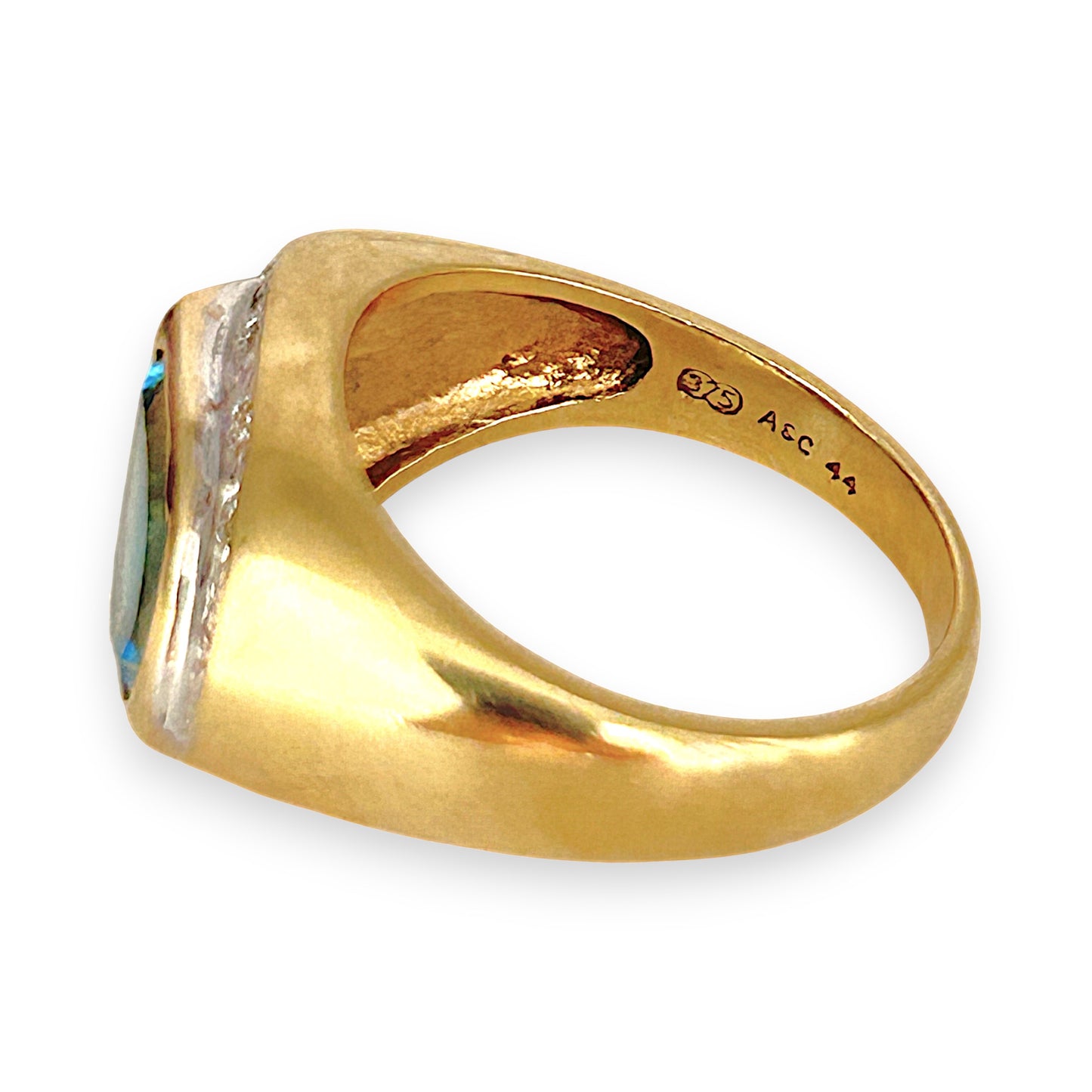 GOLD DEAL | 9ct (9K) Gold Pear-Cut Blue Topaz & Diamond Accent Ring Valuation $2,000