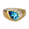 GOLD DEAL | 9ct (9K) Gold Pear-Cut Blue Topaz & Diamond Accent Ring Valuation $2,000