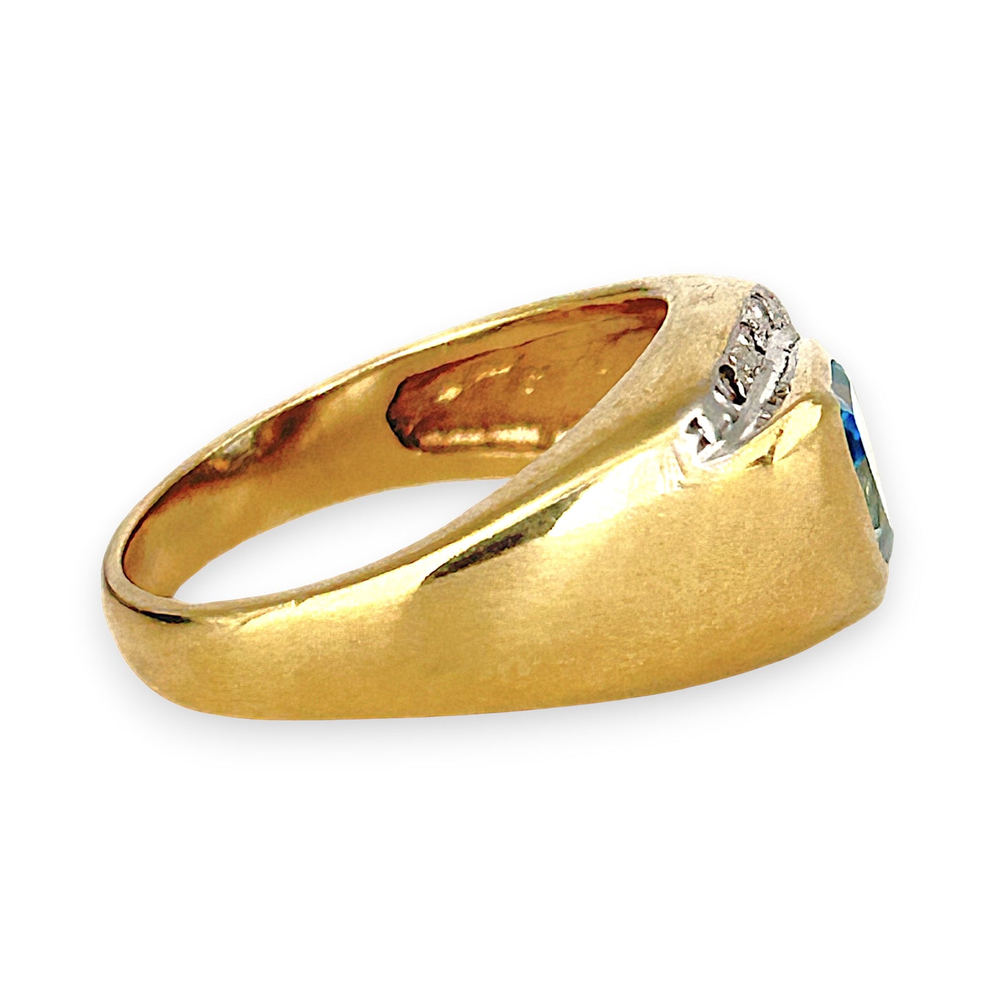 GOLD DEAL | 9ct (9K) Gold Pear-Cut Blue Topaz & Diamond Accent Ring Valuation $2,000