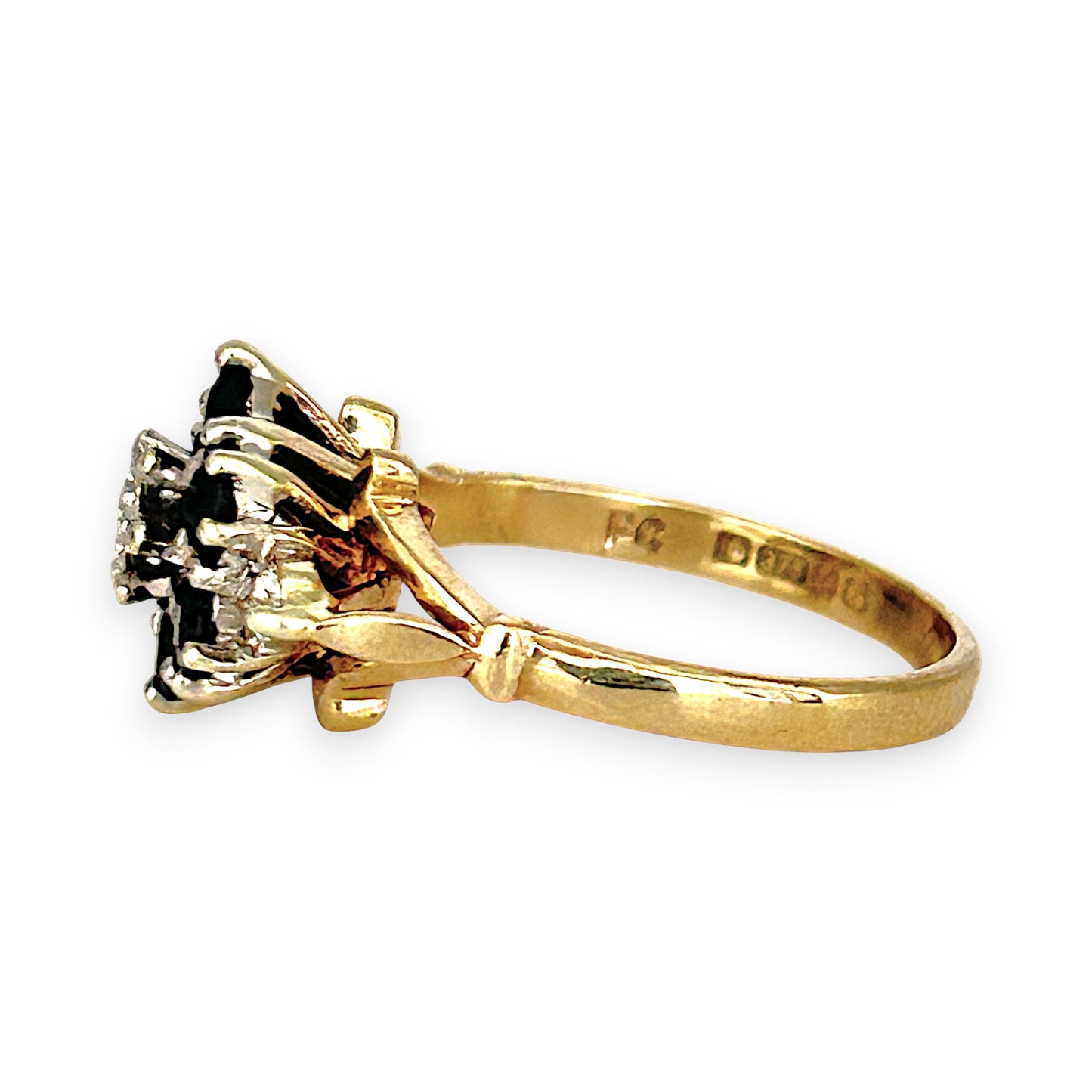 GOLD DEAL | 9ct (9K) Gold Sapphire & Diamond Floral Cluster Ring Valuation $1,600