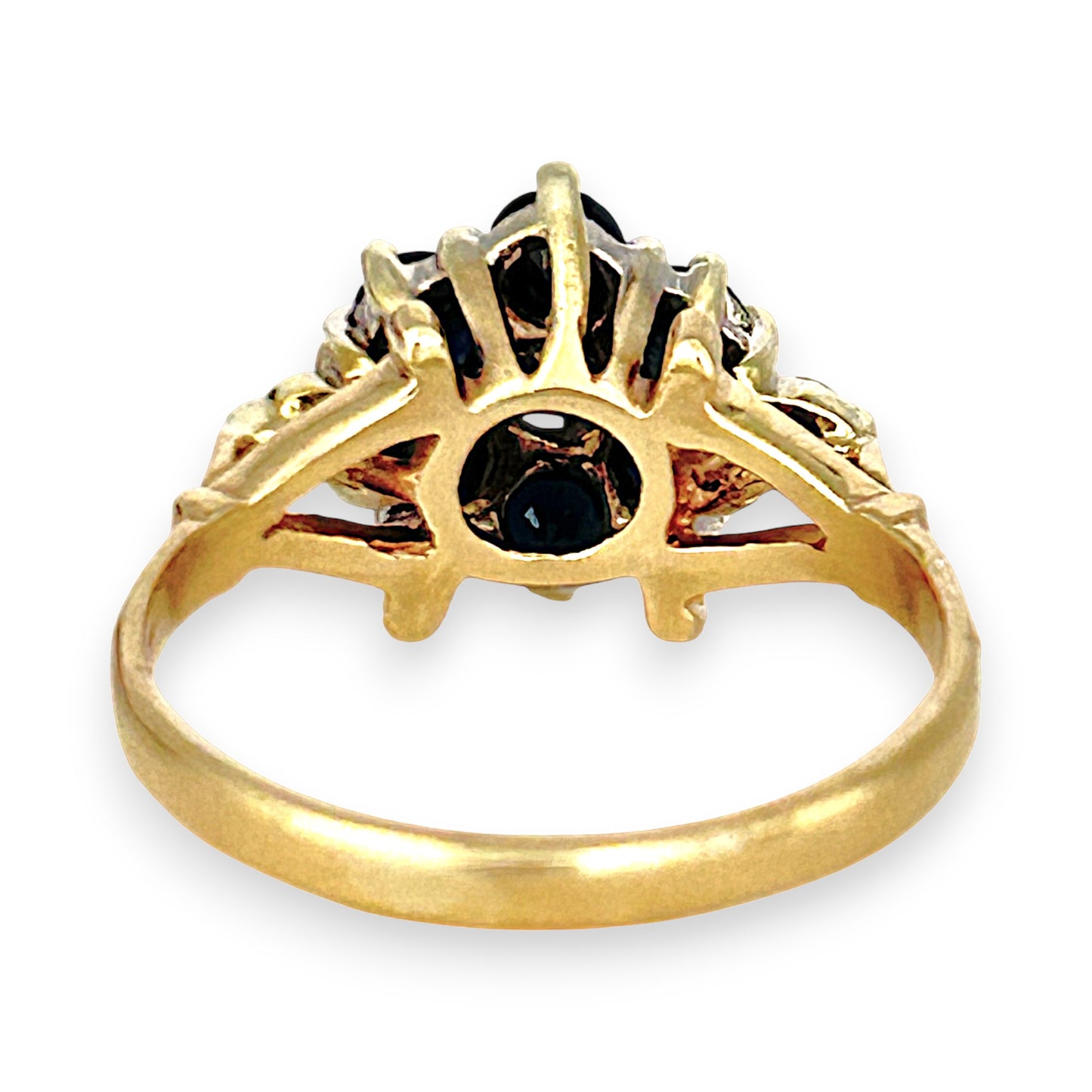GOLD DEAL | 9ct (9K) Gold Sapphire & Diamond Floral Cluster Ring Valuation $1,600