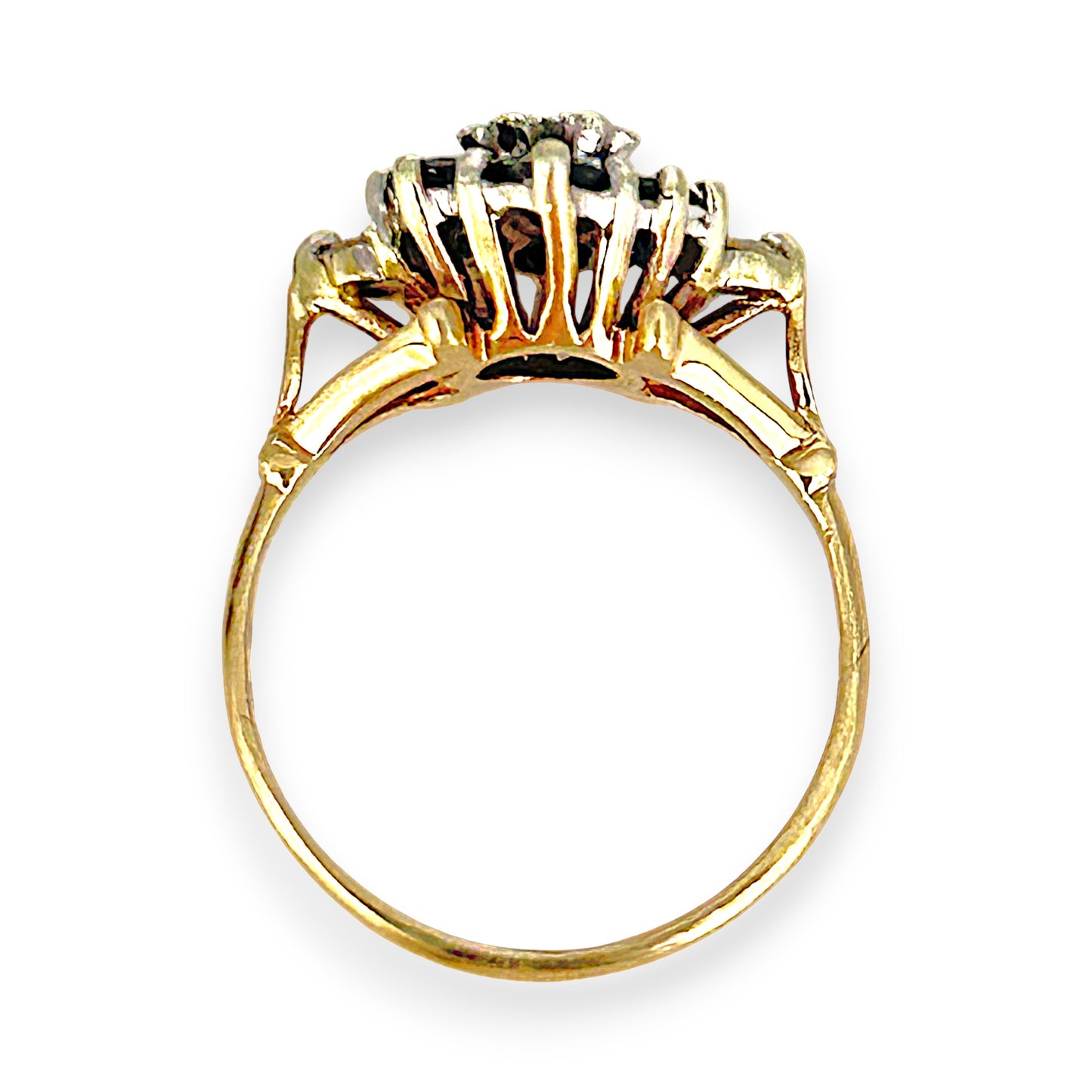 GOLD DEAL | 9ct (9K) Gold Sapphire & Diamond Floral Cluster Ring Valuation $1,600