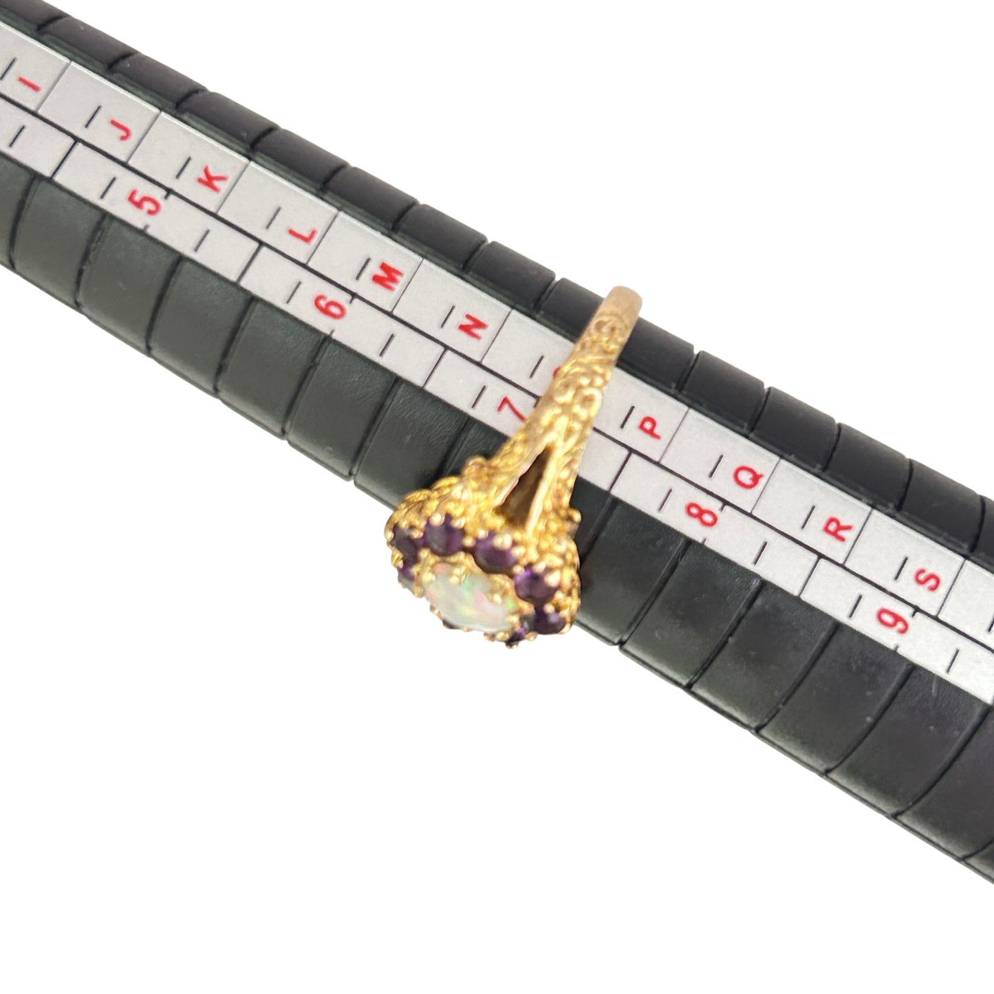 GOLD DEAL | FLASH SALE 9ct (9K) Gold Luminous Opal & Amethyst Dress Ring Valuation $1,650