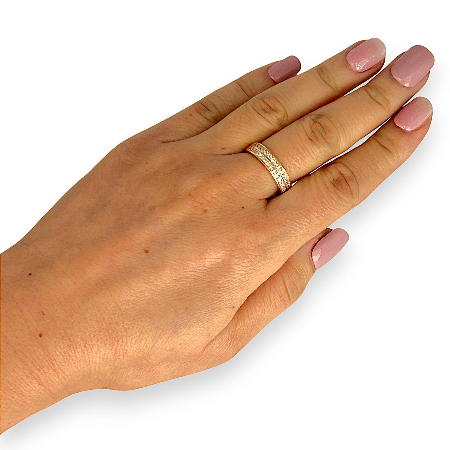 GOLD DEAL | 21K Gold Ring with Multiple CZ, Size O1/2