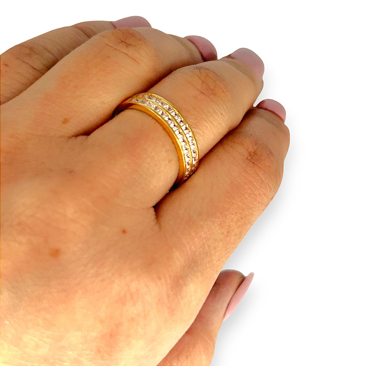 GOLD DEAL | 21K Gold Ring with Multiple CZ, Size O1/2