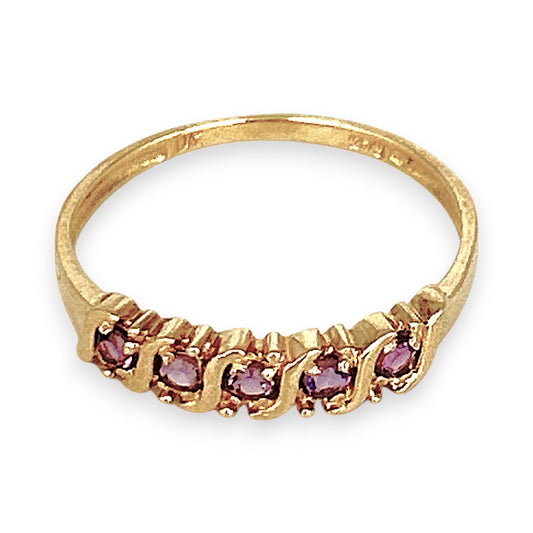 GOLD DEAL | 9ct Gold Refurbished Amethyst Wave Ring Size O