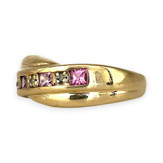 GOLD DEAL | 9ct (9K) Gold Blush Harmony Pink Sapphire & Diamond Ring Size N