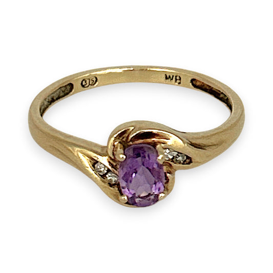 GOLD DEAL | 9ct Gold Twilight Spark Amethyst & Diamond Ring Size P 1/