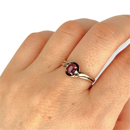 GOLD DEAL | 9ct Gold Crimson Whisper Ruby & Diamond Ring with a Size Adjuster